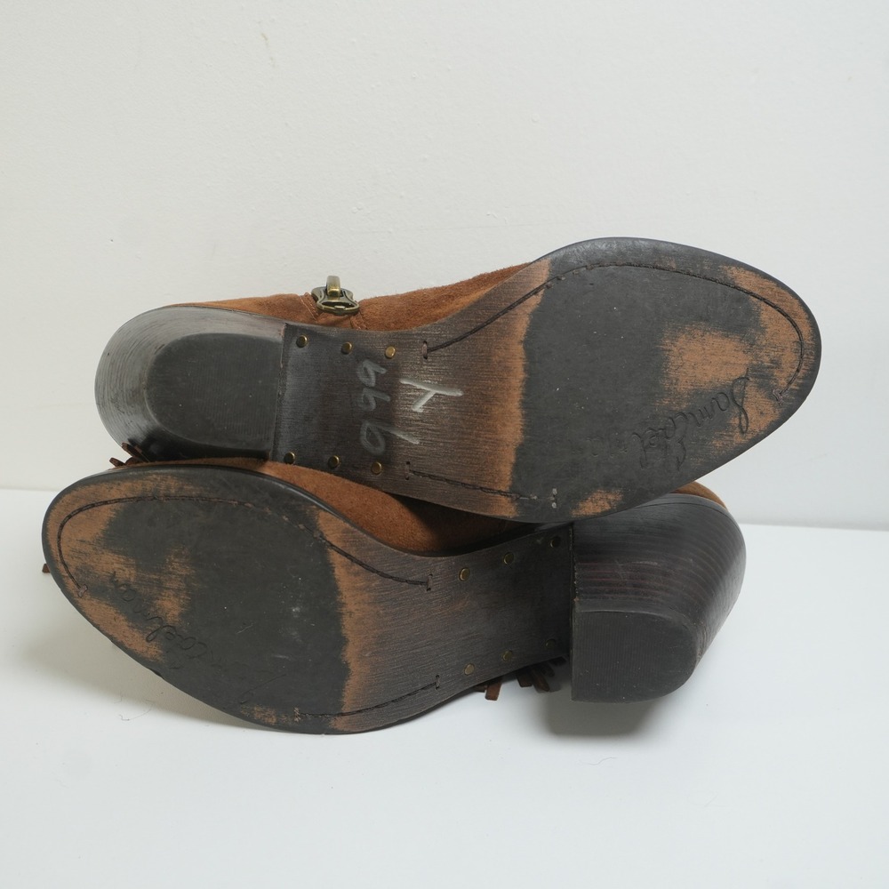 Brown Suede Fringe Ankle Boots - Picture 7 of 12